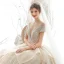 Luxury / Gorgeous High-end Champagne Wedding Dresses 2020 Ball Gown Beading Pearl Rhinestone Lace Flower Scoop Neck Short Sleeve Backless Royal Train