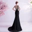 Elegant Black Evening Dresses  2020 Trumpet / Mermaid Scoop Neck Lace Flower Sleeveless Sweep Train Formal Dresses