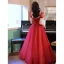 Mode Rouge Robe De Bal 2021 Princesse Encolure Dégagée Perlage Cristal Paillettes Manches Courtes Dos Nu Longue Promo Robe De Ceremonie