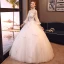 Elegant Ivory Wedding Dresses 2018 Ball Gown Beading Lace Flower Off-The-Shoulder Backless 3/4 Sleeve Floor-Length / Long Wedding