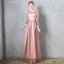 Charming Burgundy Evening Dresses  2020 A-Line / Princess Scoop Neck Star Sequins Ruffle 3/4 Sleeve Floor-Length / Long Formal Dresses