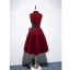 Classy Burgundy Suede Homecoming Graduation Dresses 2020 A-Line / Princess High Neck Sleeveless Knee-Length Formal Dresses