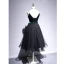 Fashion Black Homecoming Spotted Little Black Dress 2020 A-Line / Princess Spaghetti Straps Suede Bow Sleeveless Backless Tea-length Graduation Dresses