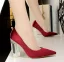 Chic / Beautiful Red Casual Satin Pumps 2020 10 cm Crystal Thick Heels Pointed Toe Pumps