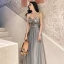Glitzernden Sexy Silber Glanz Pailletten Abendkleider 2021 A Linie Bandeau Ärmellos Rückenfreies Lange Festliche Kleider