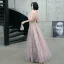 Fashion Blushing Pink Evening Dresses  2020 A-Line / Princess Halter Beading Glitter Sequins Lace Flower Short Sleeve Backless Floor-Length / Long Formal Dresses
