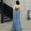 Charmant Meeresblau Abendkleider 2020 A Linie Bandeau Glanz Perlenstickerei Pailletten Ärmellos Rückenfreies Lange Festliche Kleider