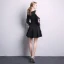 Chic / Beautiful Black Homecoming Graduation Dresses 2020 A-Line / Princess V-Neck 3/4 Sleeve Short Formal Dresses