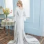 Simple Ivoire En Dentelle Grande Taille Robe De Mariée 2021 Trompette / Sirène Encolure Carrée Manches de cloche Dos Nu Tribunal Train Mariage