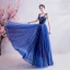 Elegant Ocean Blue Glitter Evening Dresses  2020 A-Line / Princess Spaghetti Straps Sleeveless Backless Floor-Length / Long Formal Dresses