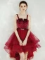 Fashion Burgundy Homecoming Graduation Dresses 2020 A-Line / Princess Suede Spaghetti Straps Star Sequins Rhinestone Sash Sleeveless Backless Asymmetrical Formal Dresses