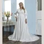 Schlicht Ivory / Creme Satin Plus Größe Brautkleider / Hochzeitskleider 2021 A Linie Eckiger Ausschnitt 3/4 Ärmel Hof-Schleppe Hochzeit