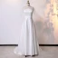 Modest / Simple Ivory Satin Plus Size Wedding Dresses 2021 A-Line / Princess V-Neck 1/2 Sleeves Floor-Length / Long Wedding