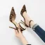 Fashion Brown Street Wear Leopard Print Womens Sandals 2020 Ankle Strap 10 cm Stiletto Heels Pointed Toe Sandals