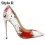 Unique Weiß Strassenmode Gekritzel Pumps 2020 12 cm Stilettos Spitzschuh Pumps