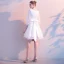 Elegante Ivory / Creme Heimkehr Quaste Abiballkleider 2020 A Linie Rundhalsausschnitt 3/4 Ärmel Schleife Kurze Festliche Kleider