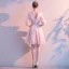 Chic / Beautiful Blushing Pink Homecoming Tassel Graduation Dresses 2020 A-Line / Princess V-Neck 1/2 Sleeves Backless Short Formal Dresses