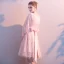 Fashion Blushing Pink Homecoming Tassel Graduation Dresses 2020 A-Line / Princess Scoop Neck Bow 3/4 Sleeve Short Formal Dresses
