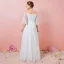Modest / Simple White Plus Size Wedding Dresses 2021 A-Line / Princess Off-The-Shoulder 1/2 Sleeves Backless Floor-Length / Long Wedding