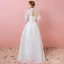 Modest / Simple Ivory Lace Flower Plus Size Wedding Dresses 2021 A-Line / Princess High Neck Long Sleeve Backless Floor-Length / Long Wedding
