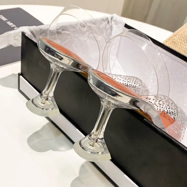 Sexy Transparent Street Wear Rhinestone Womens Sandals 2020 9 cm Stiletto Heels Pointed Toe Sandals
