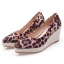Chic / Beautiful Blushing Pink Street Wear Braid Womens Shoes 2020 Leopard Print 7 cm Wedges Pointed Toe