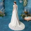 Abordable Ivoire Robe De Mariée 2020 Princesse Encolure Dégagée Perlage Cristal Perle En Dentelle Fleur Sans Manches Train De Balayage