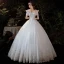 Affordable Ivory Glitter Sequins Wedding Dresses 2021 Ball Gown Off-The-Shoulder Lace Flower Short Sleeve Backless Floor-Length / Long Wedding
