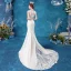 Affordable Ivory Wedding Dresses 2020 Trumpet / Mermaid Square Neckline Pierced Lace Flower Sleeveless Sweep Train