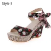 Fashion Red Beach Floral Womens Sandals 2020 Bow 11 cm Wedges Open / Peep Toe Sandals