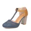 Roman Black Street Wear Womens Sandals 2020 T-Strap 8 cm Thick Heels Round Toe Sandals