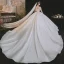 Luxury / Gorgeous Ivory Beading Rhinestone Sequins Wedding Dresses 2021 Ball Gown Scoop Neck Lace Flower Short Sleeve Backless Royal Train Wedding