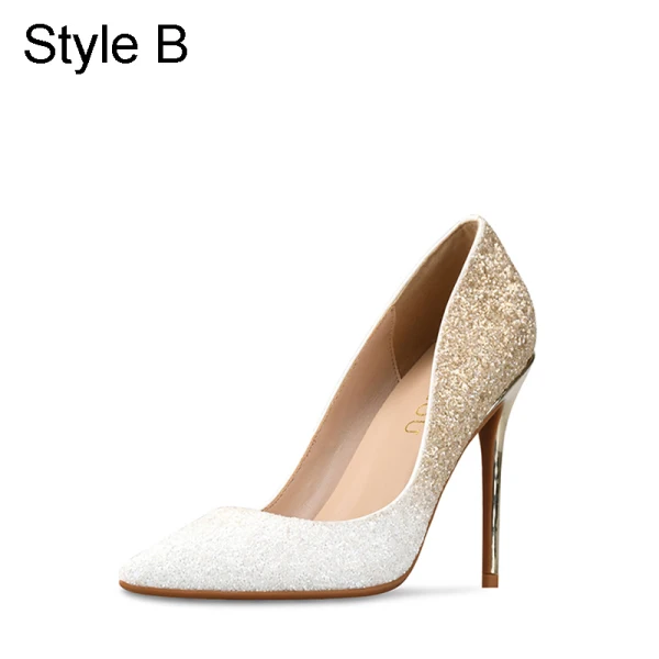 Glittrande Silver Afton Glittriga / Glitter Paljetter Pumps 2021 Läder 10 cm Stilettklackar Spetsiga Pumps Högklackade