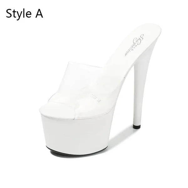 Transparent Blanche Club de carnaval Sandales Femme 2020 17 cm Talons Aiguilles Peep Toes / Bout Ouvert Sandales