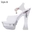 Transparent Sexy Blanche Voyage de noces Sandales Femme 2020 Bride Cheville 14 cm Talons Épais Peep Toes / Bout Ouvert Sandales