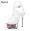 Sexy Weiß Karneval Club Sandalen Damen 2020 X-Riemen 15 cm Stilettos Spitzschuh Sandaletten