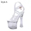 Sexy Blanche Club de carnaval Cristal Sandales Femme 2020 X-Strap 17 cm Talons Épais Peep Toes / Bout Ouvert Sandales