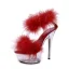 Sexy Weiß Kreuzfahrtschiff Feder Sandalen Damen 2020 Knöchelriemen 15 cm Stilettos Peeptoes Sandaletten