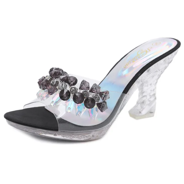 Charming Silver Street Wear Crystal Womens Sandals 2020 9 cm Stiletto Heels Open / Peep Toe Sandals