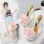 Chic / Belle Rougissant Rose Jardin / Extérieur Sandales Femme 2020 Appliques Faux Diamant 14 cm Compensées Peep Toes / Bout Ouvert Sandales