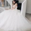 Fantastiske / Unike Elfenben Brudekjoler 2018 Ballkjole Blonder Blomst Appliques Rhinestone Kjæreste Ryggløse Uten Ermer Lange Bryllup