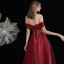 Charming Sparkly Red Glitter Prom Dresses 2021 A-Line / Princess Off-The-Shoulder Bow Sequins Sleeveless Backless Floor-Length / Long Prom Formal Dresses