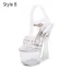 Sexy Transparent Argenté Club de carnaval Cristal Sandales Femme 2020 Bride Cheville Faux Diamant 17 cm Talons Épais Peep Toes / Bout Ouvert Sandales