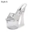 Sexy Black Street Wear Womens Sandals 2020 18 cm Thick Heels Open / Peep Toe Sandals