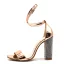 Chic / Beautiful Champagne Cocktail Party Womens Sandals 2020 Ankle Strap 10 cm Thick Heels Open / Peep Toe Sandals