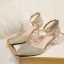 Fashion Gold Wedding Shoes 2020 Sequins Ankle Strap 6 cm Stiletto Heels Pointed Toe Wedding Heels