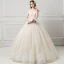 Elegant Champagne Wedding Dresses 2018 Ball Gown Lace Flower Beading Crystal Pearl Off-The-Shoulder Backless Sleeveless Floor-Length / Long Wedding