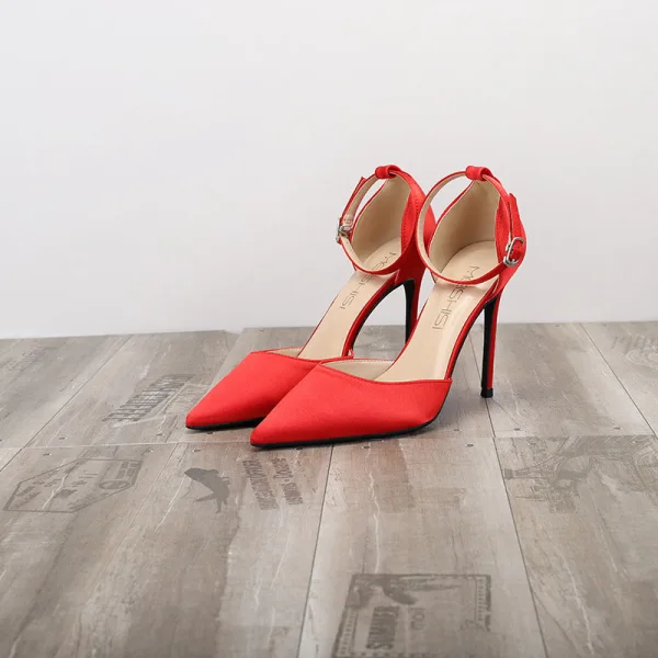 Schlicht Nude Datierung Sandalen Damen 2020 Knöchelriemen 10 cm Stilettos Spitzschuh Sandaletten