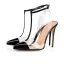 Sexy Beige Soirée Sandales Femme 2020 Rivet T-Strap 12 cm Talons Aiguilles À Bout Pointu Sandales