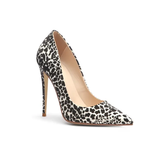 Fine Brun Gateklær Leopard Print Pumps 2020 12 cm Stiletthæler Spisse Pumps